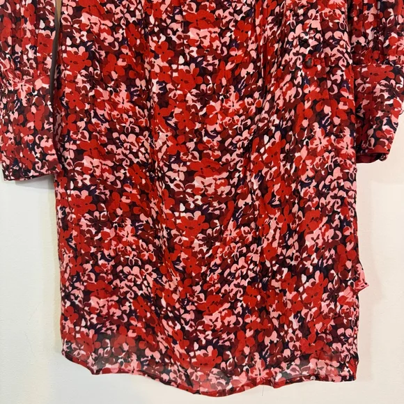 THE KOOPLES Burning Flowers Red Floral Mini Wrap Dress Size 0 NWT MSRP $385 - Picture 5 of 9